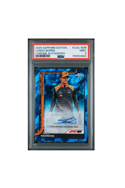 2025 Topps Chrome F1 Sapphire Lando Norris Auto #25/26 PSA 9