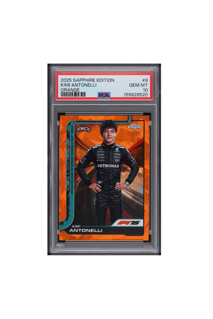 2025 Topps Chrome F1 Sapphire Kimi Antonelli Orange #13/25 PSA 10