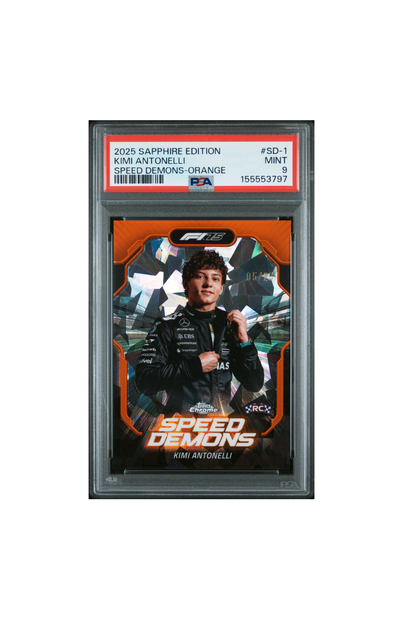 2025 Topps Chrome F1 Sapphire Kimi Antonelli Orange Speed Demon #5/25 PSA 9
