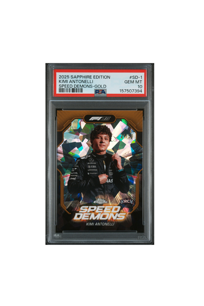 2025 Topps Chrome F1 Sapphire Kimi Antonelli Gold Speed Demon #24/50 PSA 10
