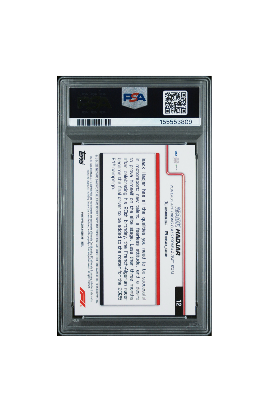 2025 Topps Chrome F1 Sapphire Isack Hadjar Orange #8/25 PSA 10