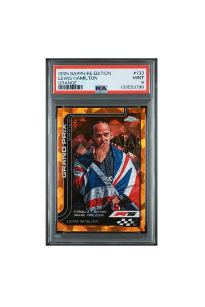 2025 Topps Chrome F1 Sapphire Lewis Hamilton Orange #2/25 PSA 9