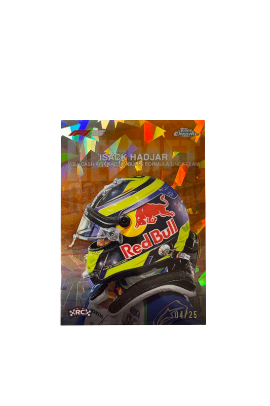 2025 Topps Chrome F1 Sapphire Isack Hadjar Orange Helmet Collection 4/25
