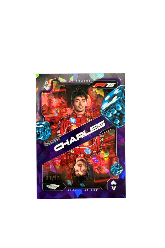 2025 Topps F1 Chrome Sapphire Charles Leclerc Purple Ace of Trades 1/10