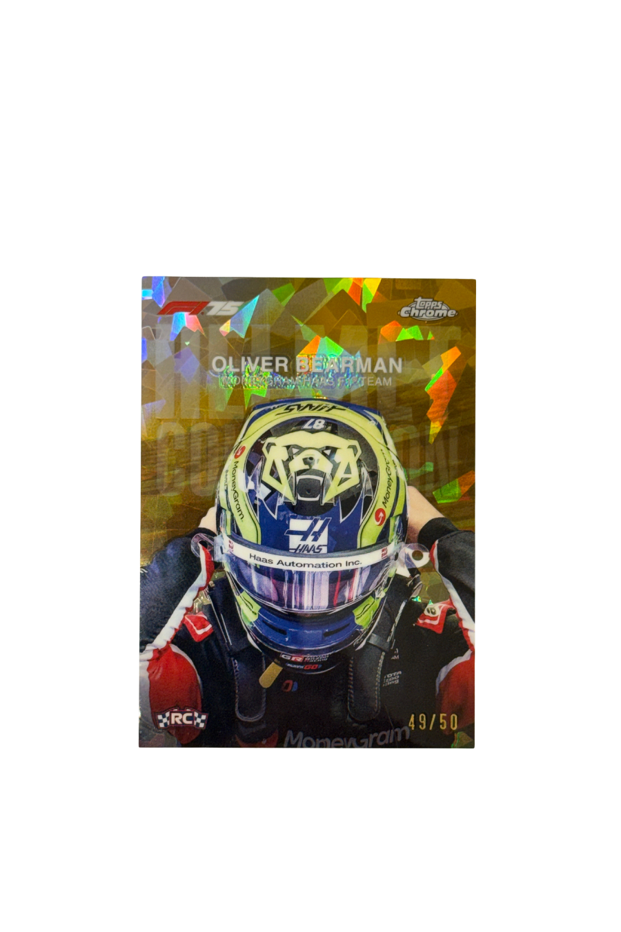 2025 Topps Chrome F1 Sapphire Oliver Bearman Gold Helmet Collection 49/50