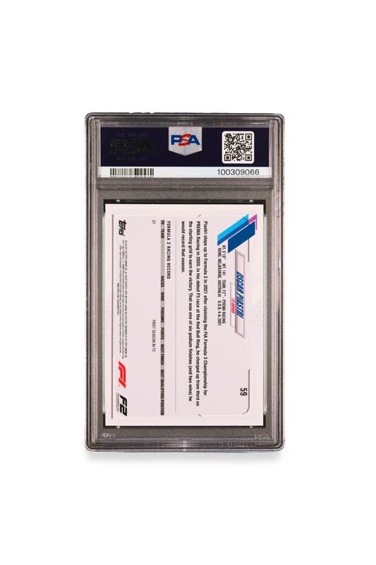 back  Oscar Piastri 2021 Topps Chrome F1 Future Stars #59 PSA 9 Mint Card - Prema Racing