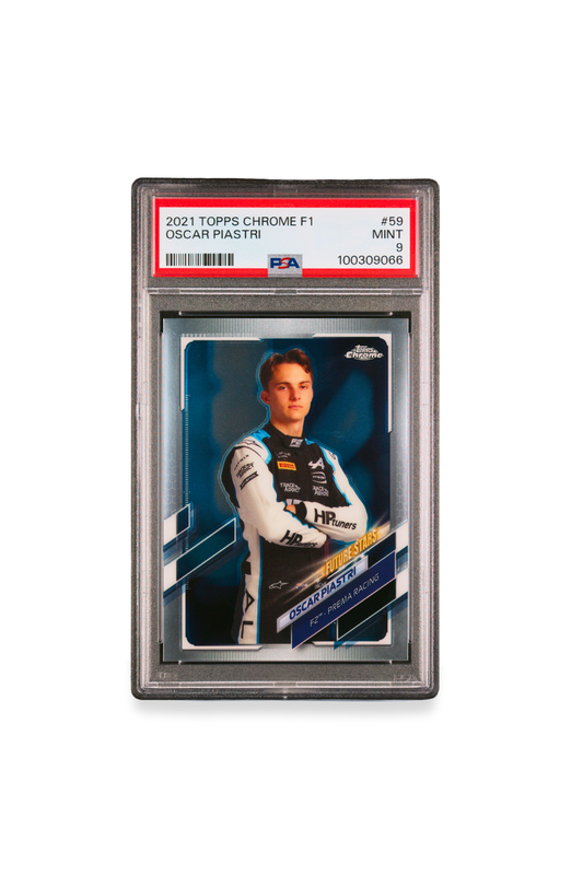 Front Oscar Piastri 2021 Topps Chrome F1 Future Stars #59 PSA 9 Mint Card - Prema Racing