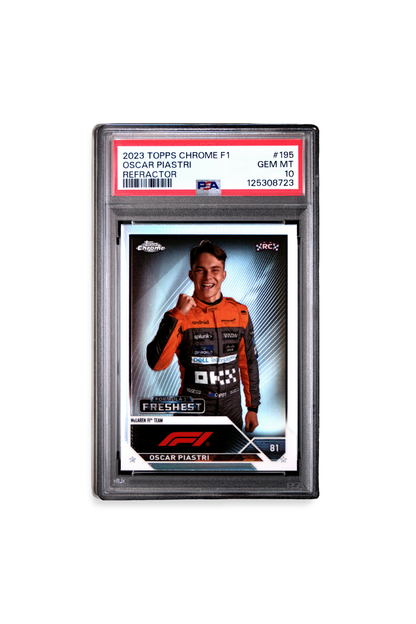 2023 Topps Chrome F1 Oscar Piastri Rookie Card Refractor #195 - Formula 1 Freshest PSA 10