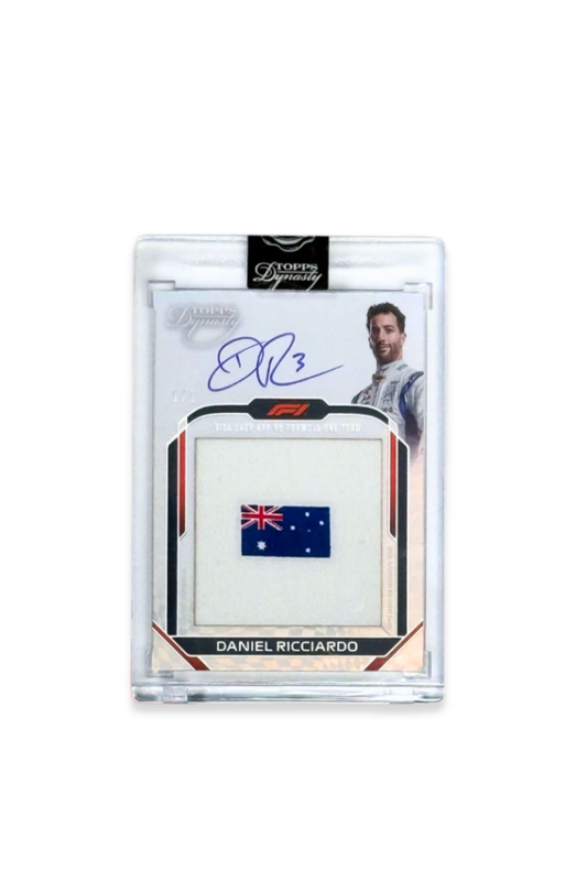 Shop this 2024 Topps Dynasty Daniel Ricciardo Flag Patch Auto #1/1 — features on-card autograph and an Australia flag patch from Visa Cash App RB Formula One Team.