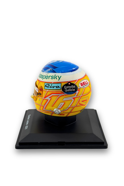 Rear view of Charles Leclerc 2021 French GP 1:5 scale Ferrari helmet with number 16 and Bell Helmets logo.