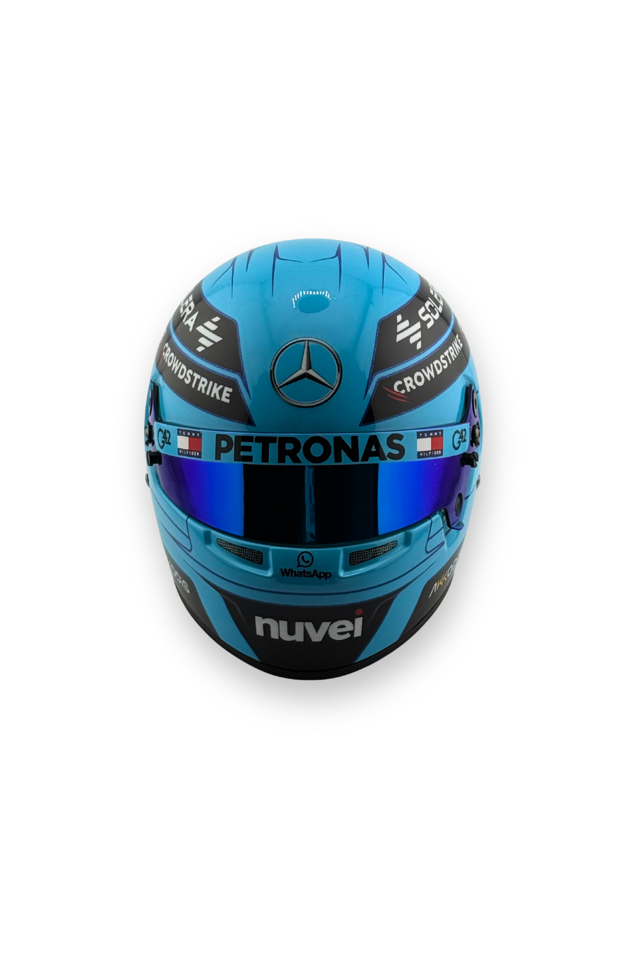 Top view of George Russell 2023 Mercedes-AMG Petronas 1:2 Scale Bell Helmet showing #63 design.