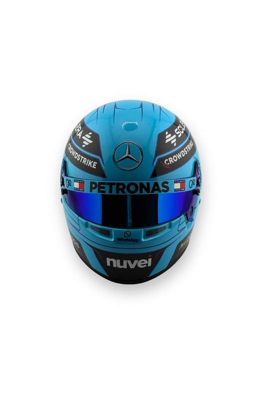 Top view of George Russell 2023 Mercedes-AMG Petronas 1:2 Scale Bell Helmet showing #63 design.