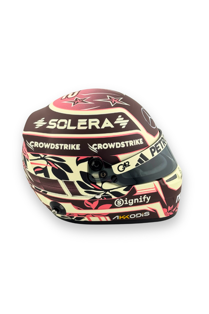 Right side view of Kimi Antonelli 2024 Mercedes F1 1:2 scale Bell helmet with Solera and CrowdStrike logos.